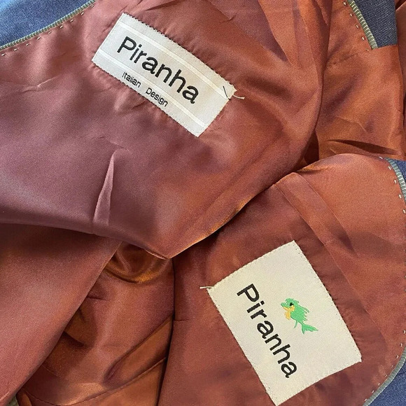 New Piranha Wool Blazer Men 44Long Hand Tailored Blue Suit Jacket Coat Luxury - Picture 5 of 12